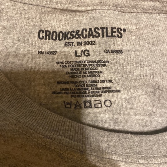 NWT Crooks&Castles grey&black designed short sleeve men crew neck t-shirt LG &XL - Picture 5 of 9